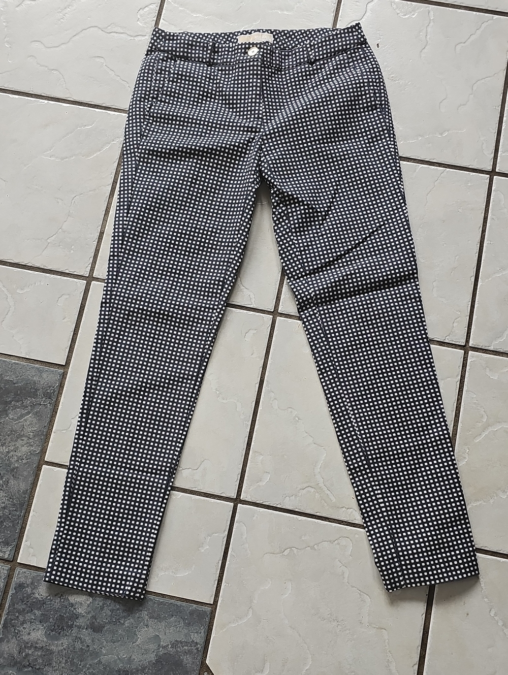 MICHAEL Michael Kors Black and White Checked Slim Pants Size 2